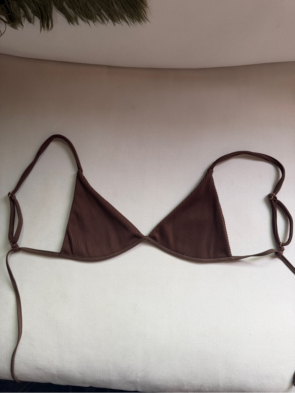 Brown Ribbed Tulum Triangle Top - Picture 5 of 5